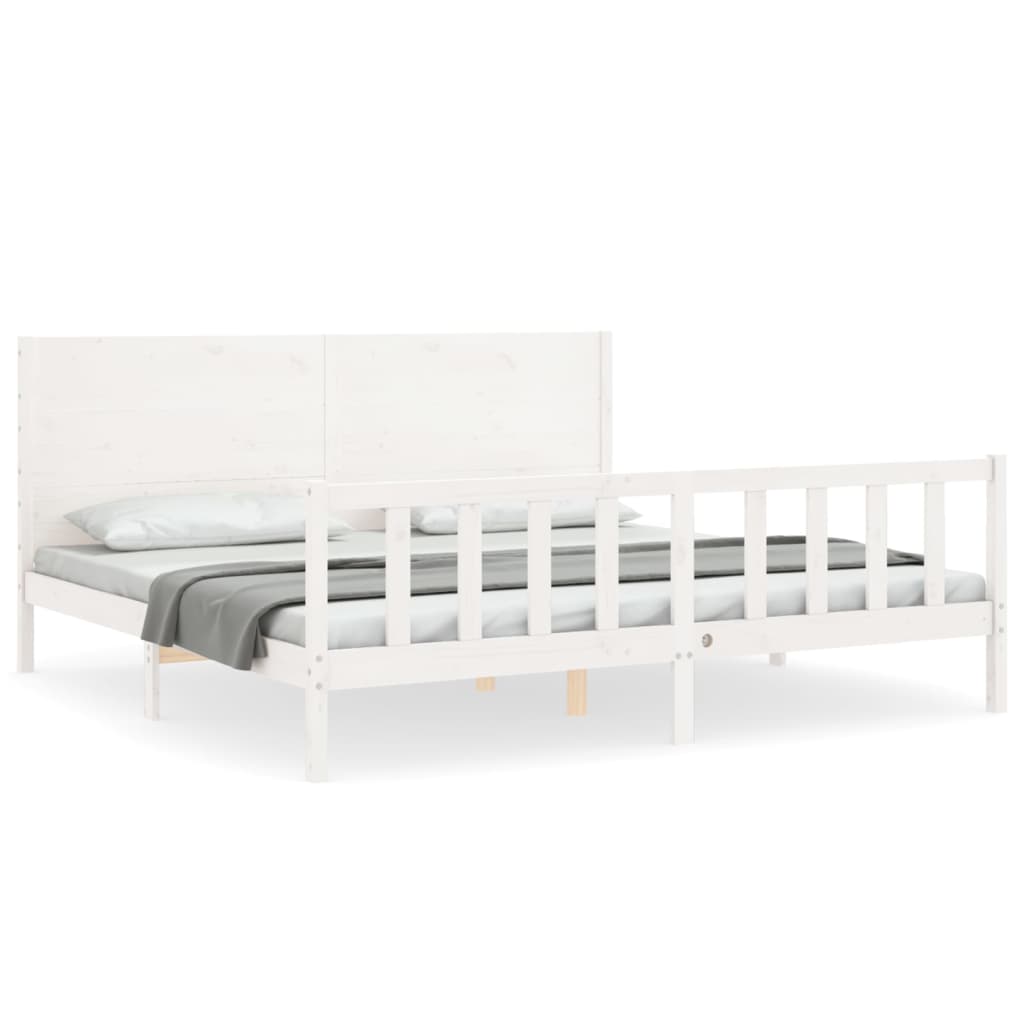 Cadre de lit sans matelas blanc 200x200 cm bois massif de pin