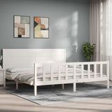 Cadre de lit sans matelas blanc 200x200 cm bois massif de pin