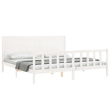 Cadre de lit sans matelas blanc 200x200 cm bois massif de pin