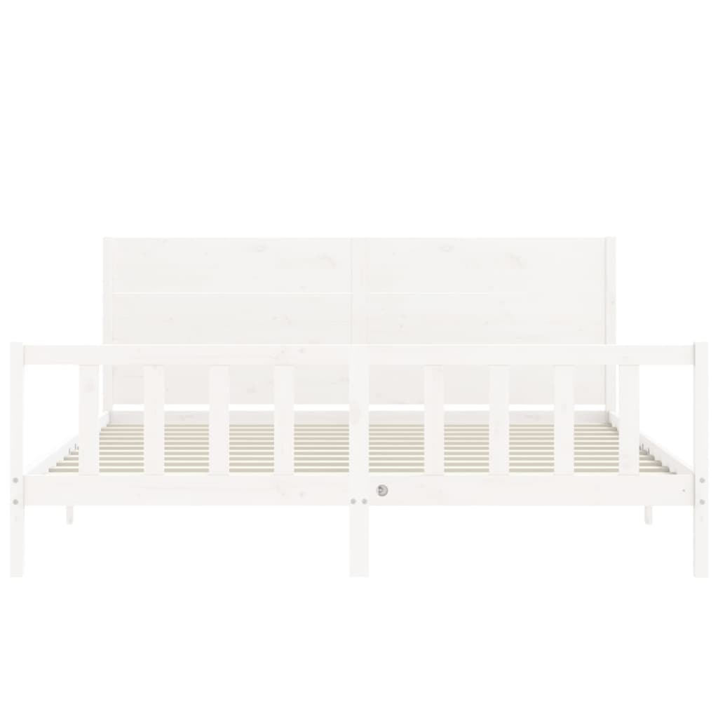 Cadre de lit sans matelas blanc 200x200 cm bois massif de pin