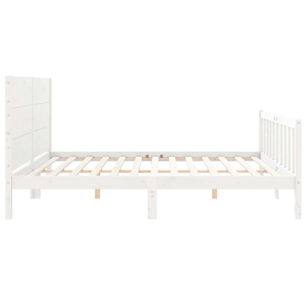 Cadre de lit sans matelas blanc 200x200 cm bois massif de pin