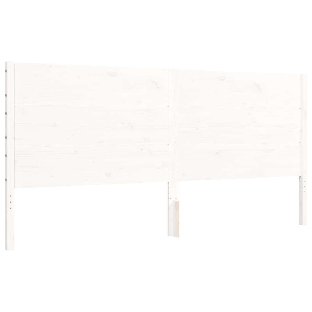 Cadre de lit sans matelas blanc 200x200 cm bois massif de pin