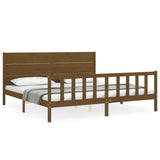 Cadre de lit sans matelas marron miel 200x200cm bois pin massif