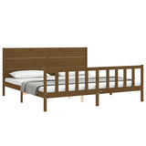 Cadre de lit sans matelas marron miel 200x200cm bois pin massif