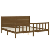 Cadre de lit sans matelas marron miel 200x200cm bois pin massif