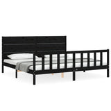 Cadre de lit sans matelas noir 200x200 cm bois massif de pin