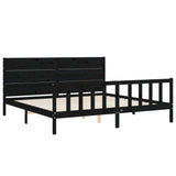 Cadre de lit sans matelas noir 200x200 cm bois massif de pin