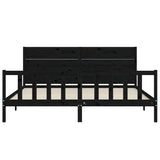 Cadre de lit sans matelas noir 200x200 cm bois massif de pin