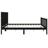 Cadre de lit sans matelas noir 200x200 cm bois massif de pin