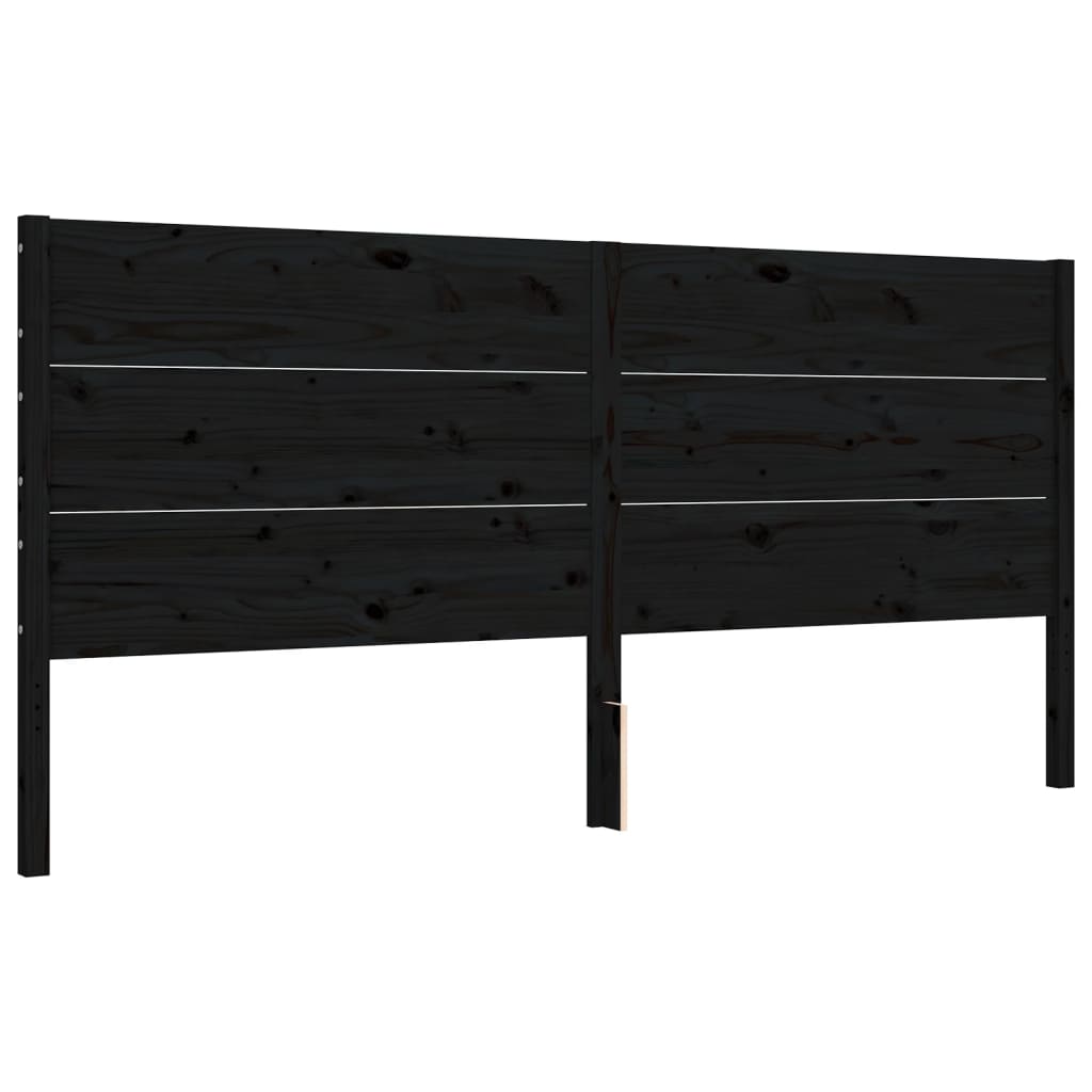 Cadre de lit sans matelas noir 200x200 cm bois massif de pin