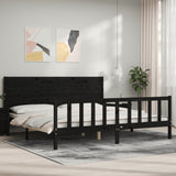 Cadre de lit sans matelas noir 200x200 cm bois massif de pin