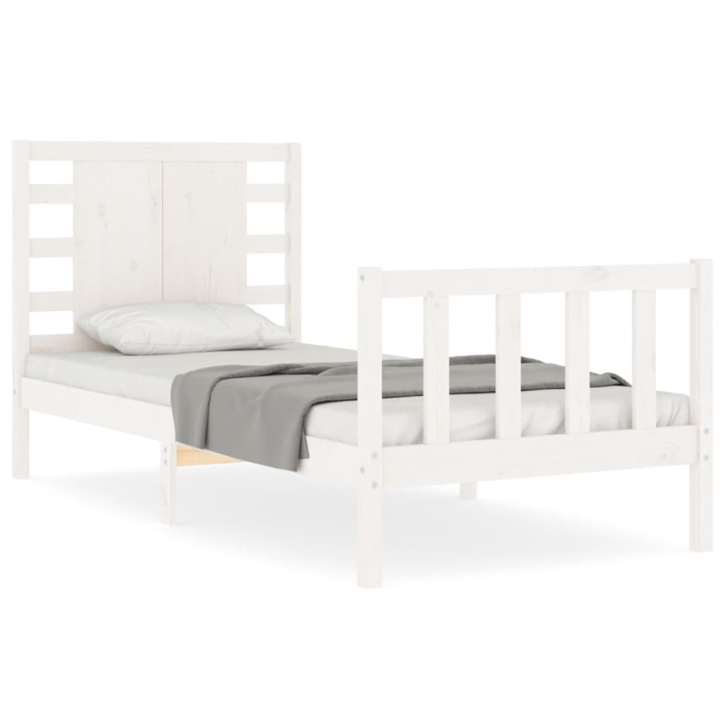 Bed frame without mattress white solid pine wood