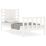 Bed frame without mattress white solid pine wood