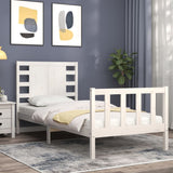 Bed frame without mattress white solid pine wood