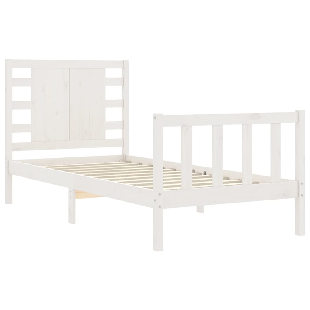 Bed frame without mattress white solid pine wood