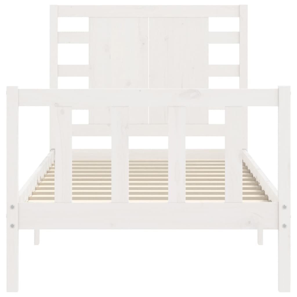 Bed frame without mattress white solid pine wood