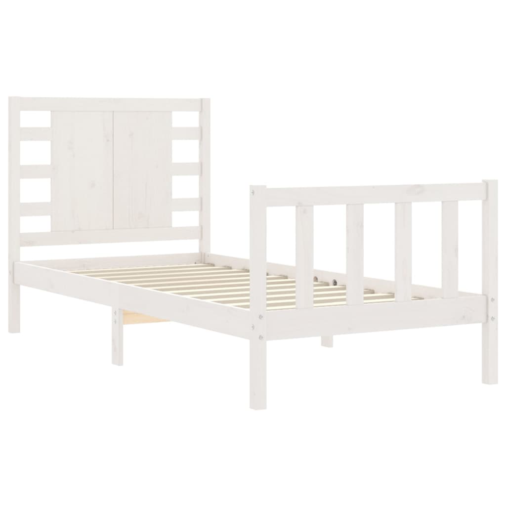 Cadre de lit sans matelas blanc bois de pin massif