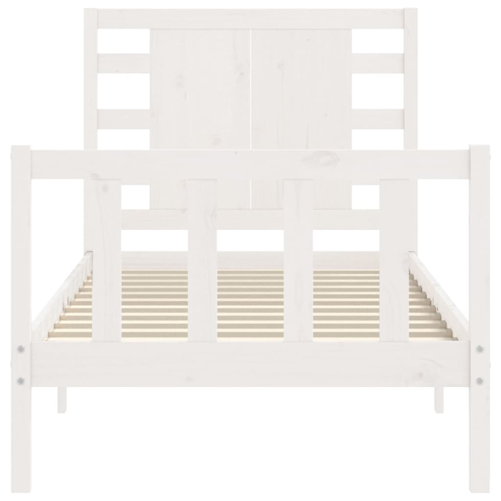 Cadre de lit sans matelas blanc bois de pin massif