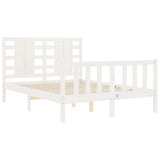 Cadre de lit sans matelas blanc bois de pin massif