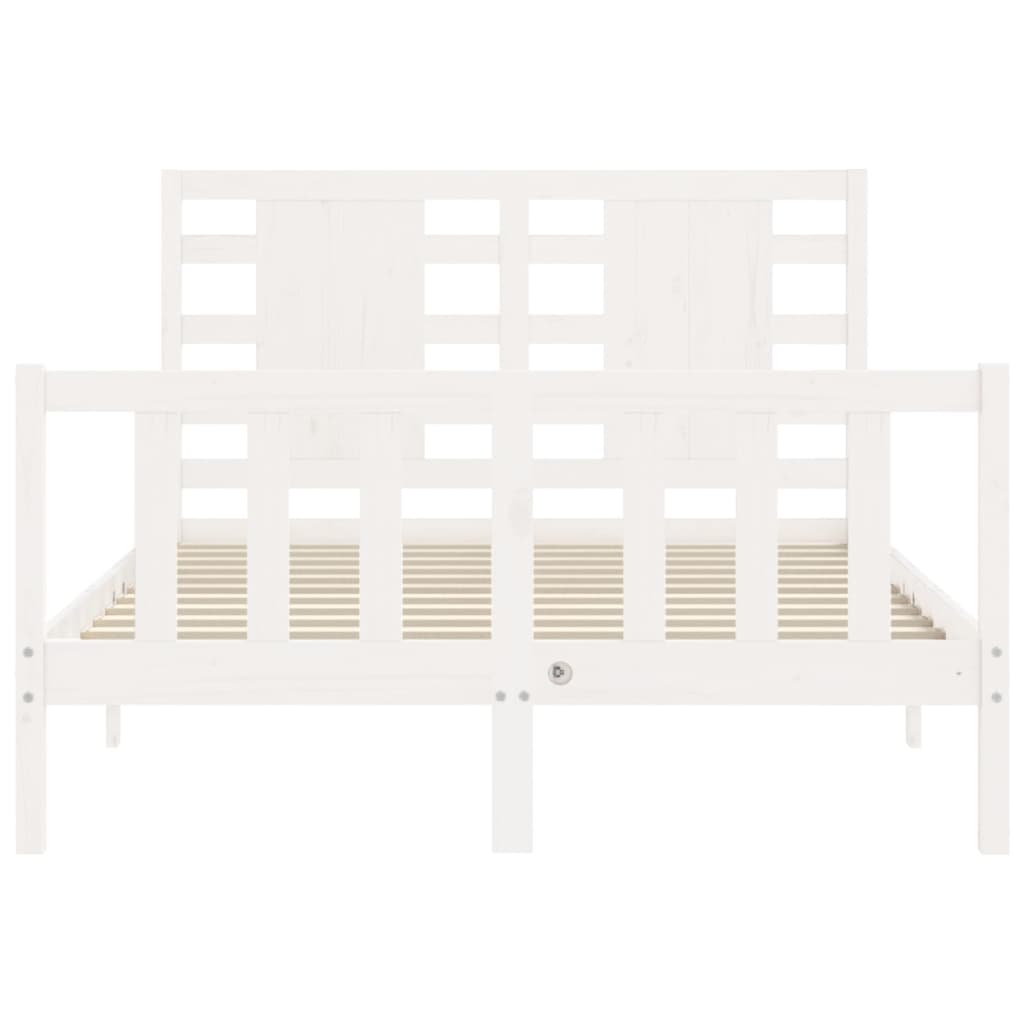 Cadre de lit sans matelas blanc bois de pin massif