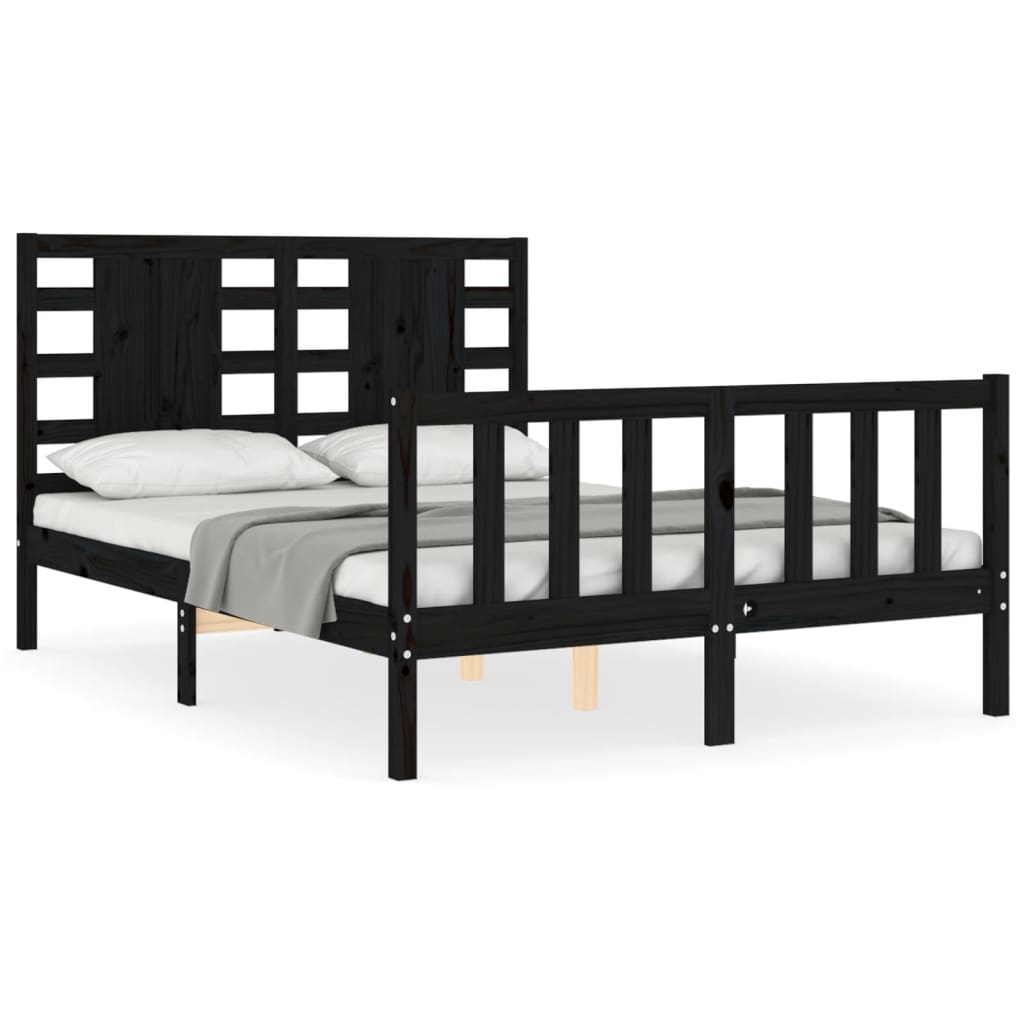 Cadre de lit sans matelas noir 140x190 cm bois de pin massif