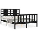 Cadre de lit sans matelas noir 140x190 cm bois de pin massif