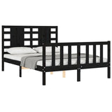 Cadre de lit sans matelas noir 140x190 cm bois de pin massif