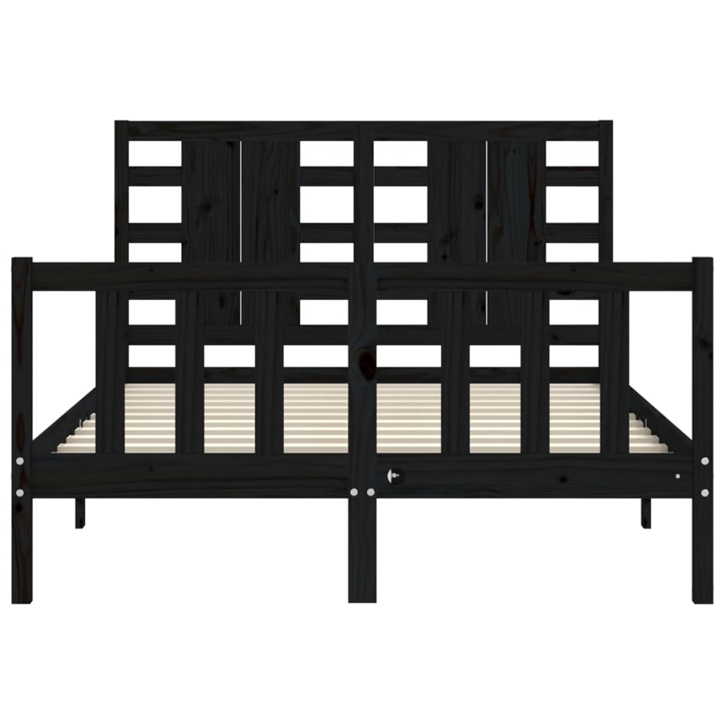 Cadre de lit sans matelas noir 140x190 cm bois de pin massif