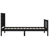 Cadre de lit sans matelas noir 90x200 cm bois de pin massif