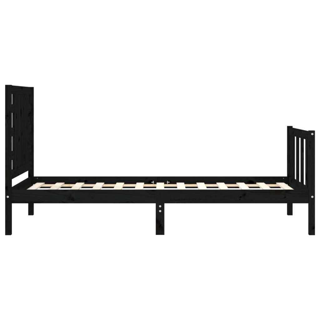 Cadre de lit sans matelas noir 100x200 cm bois massif de pin