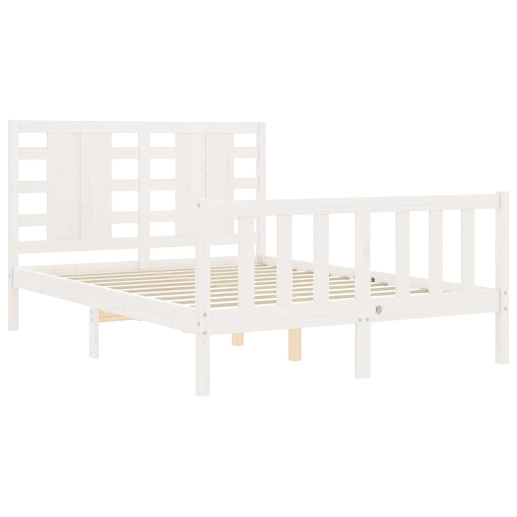 Cadre de lit sans matelas blanc 120x200 cm bois de pin massif