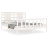 Bed frame without mattress white solid pine wood