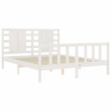 Bed frame without mattress white solid pine wood