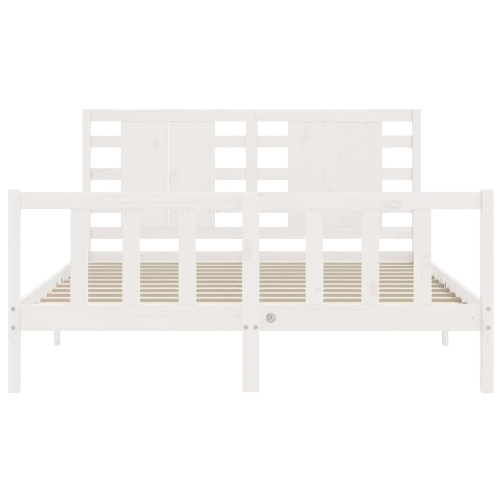 Bed frame without mattress white solid pine wood