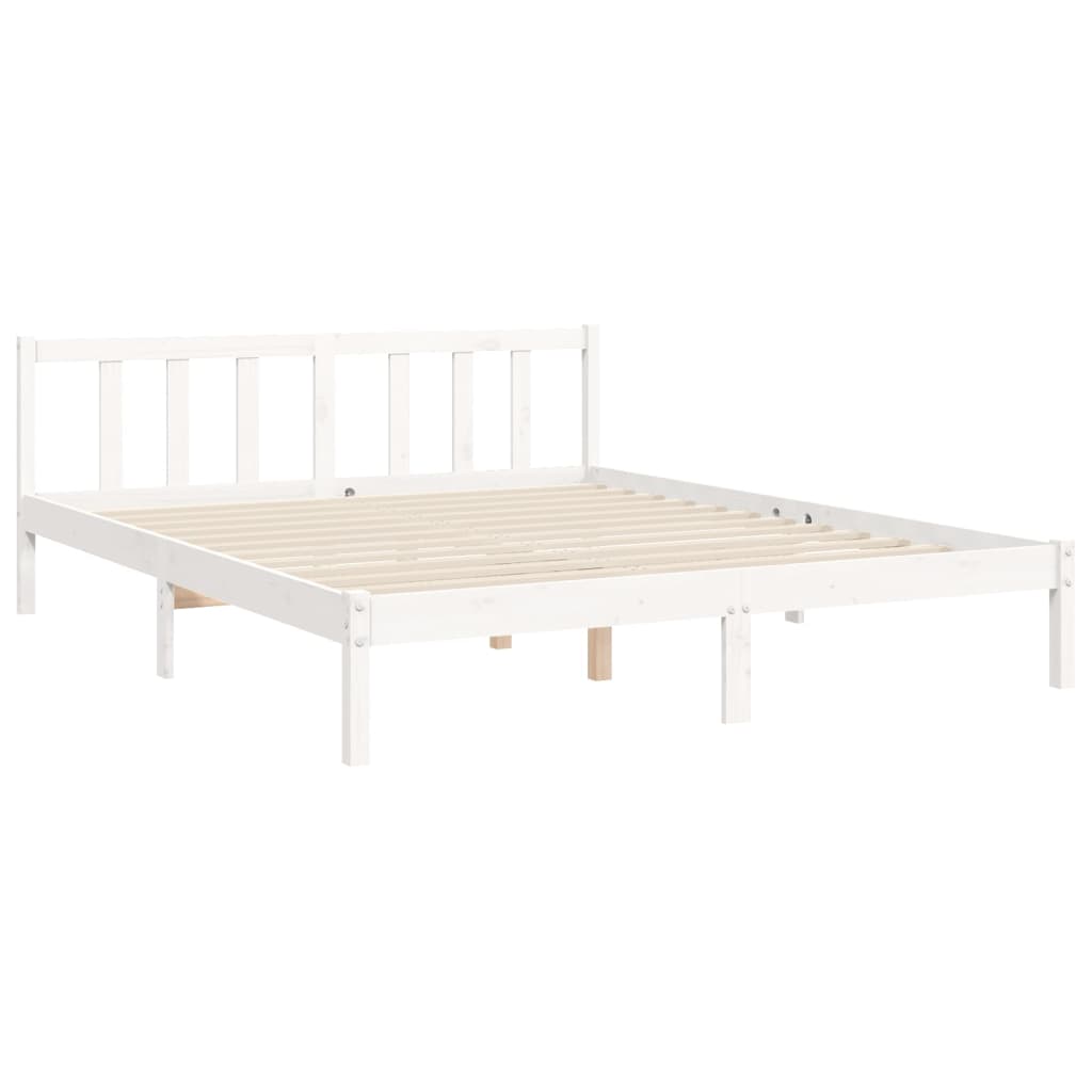 Bed frame without mattress white solid pine wood