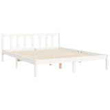 Bed frame without mattress white solid pine wood