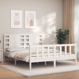 Bed frame without mattress white solid pine wood