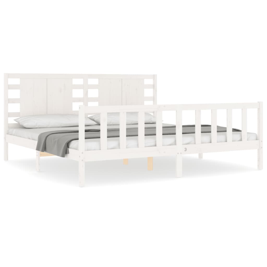 Cadre de lit sans matelas blanc 200x200 cm bois massif de pin