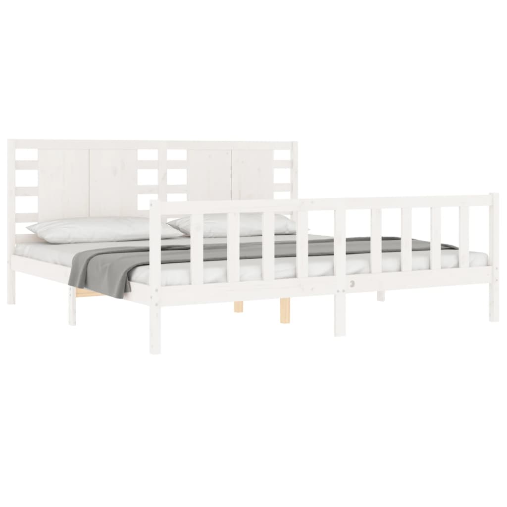 Cadre de lit sans matelas blanc 200x200 cm bois massif de pin