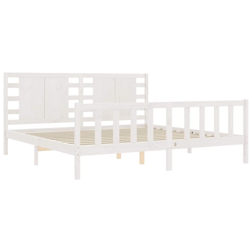 Cadre de lit sans matelas blanc 200x200 cm bois massif de pin