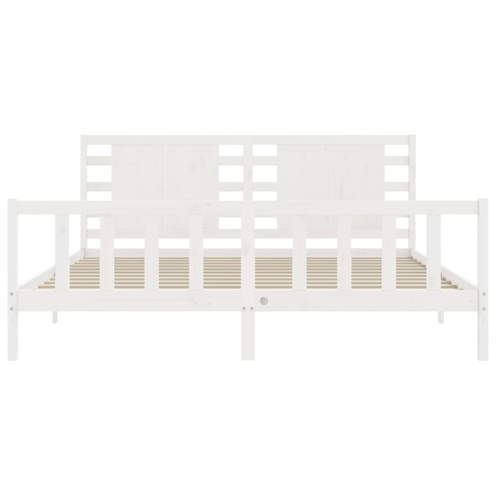 Cadre de lit sans matelas blanc 200x200 cm bois massif de pin