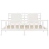 Cadre de lit sans matelas blanc 200x200 cm bois massif de pin