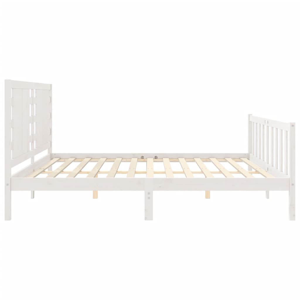 Cadre de lit sans matelas blanc 200x200 cm bois massif de pin