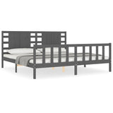 Cadre de lit sans matelas gris 200x200 cm bois massif de pin