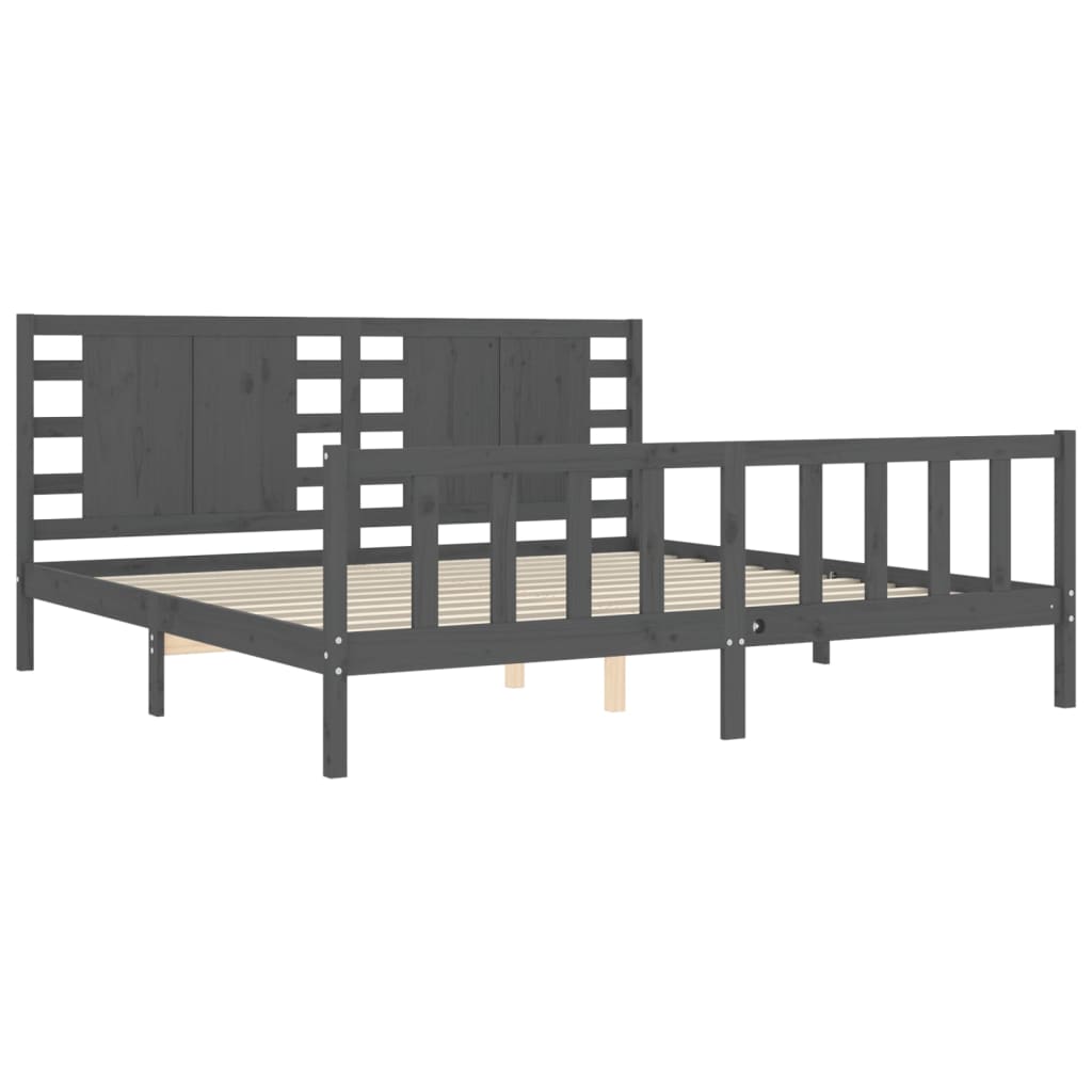 Cadre de lit sans matelas gris 200x200 cm bois massif de pin