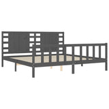 Cadre de lit sans matelas gris 200x200 cm bois massif de pin