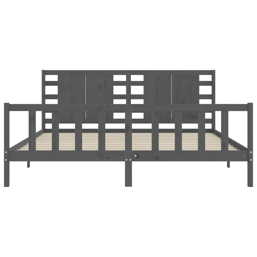 Cadre de lit sans matelas gris 200x200 cm bois massif de pin