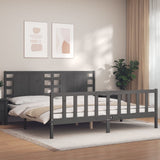 Cadre de lit sans matelas gris 200x200 cm bois massif de pin