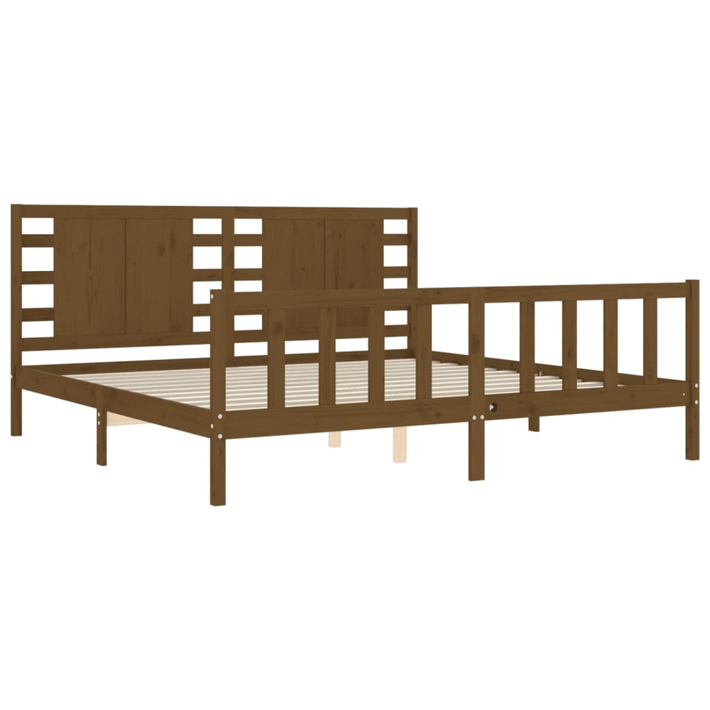 Cadre de lit sans matelas marron miel 200x200cm bois pin massif