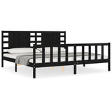 Cadre de lit sans matelas noir 200x200 cm bois massif de pin